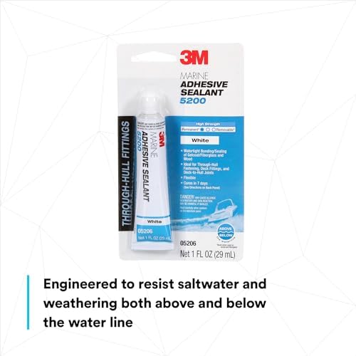 3M Marine Adhesive Sealant 5200, White, 1 oz Tube