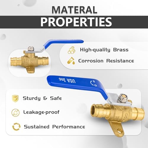 40-Pack Foskan 1/2" Brass PEX Expansion Drop Ear Ball Valve with Blue Handle, Full Port Shut-off Valve for Hot and Cold Water Distribution
