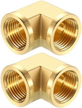 METALLIXITY 2PCS 1/2" NPT FeMale x 1/2"NPT FeMale 90°Barstock Street Elbow | Brass Pipe Fittings, Thread Brass Forged Pipe Fittings Adapter for Water Line, Tub Spout/Shower Head