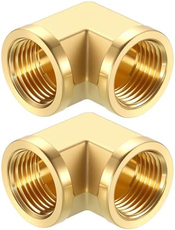 METALLIXITY 2PCS 1/2" NPT FeMale x 1/2"NPT FeMale 90°Barstock Street Elbow | Brass Pipe Fittings, Thread Brass Forged Pipe Fittings Adapter for Water Line, Tub Spout/Shower Head
