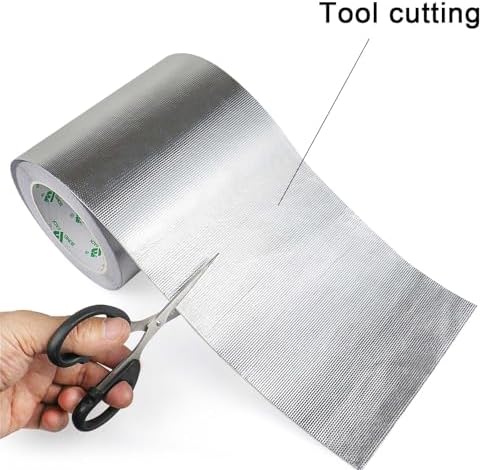 BOMEI PACK Adhesive Aluminum Foil Heat Shield Tape 1 Pack 6inch x 66ft,Barrier Fiberglass Thermal Insulation Reflective Material High Temp Protectionn