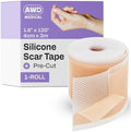 AWD Medical Silicone Scar Tape, Medical Grade, 1.6in x 120in Pre-Cut | Reusable Silicone Scar Sheets, Pre-Cut for C-Section, Surgery, Keloid & Acne; Latex-Free, Water-Resistant, FSA Eligible