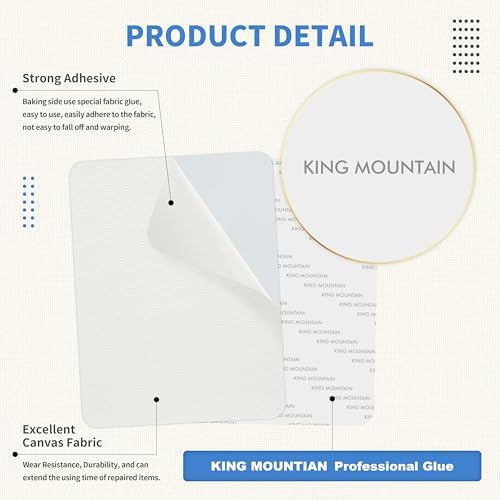 KING MOUNTAIN Canvas Repair Patch 9 x11 Inch 2 Pcs Self-Adhesive Waterproof Fabric Patch for Sofas, Tents, Furniture,Tote Bags, Car Seats (White1.0)
