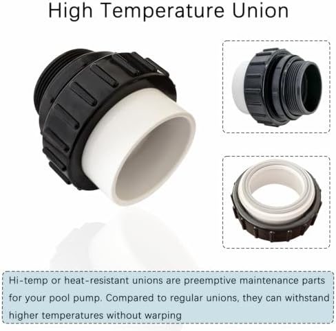2" Hi Temp Union PVC Fittings for Pentair Whisperflo Intelliflo Pool Pumps | For Inground Swimming Pool 21063-200-000,2" MIP x 2" Slip PVC,Includes Thread Seal Tape for Secure, Leak-Free Installation
