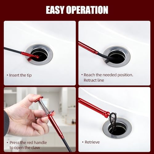 Flexible Grabber Tool, Magnetic 4-Claw Gripper (24", Red)