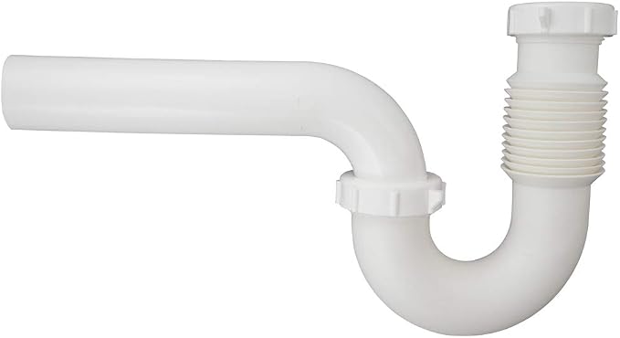 Plumb Pak PP21240 Flex 'N Fix P Trap with Reducing Washer, Inlet, 1-1/2" x 1-1/4", White