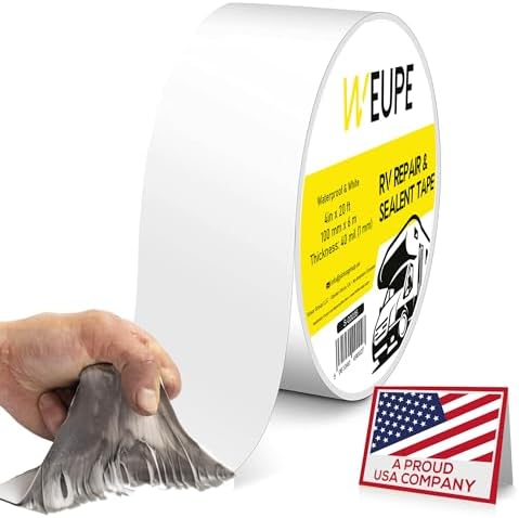 RV Sealant Tape, White, 2 Inch x 50 Feet, Roof Patch Repair Tape, Roofing Tape for RV, Waterproof Leak Tape for RV puncture, Boat Sealing, Awning, Canopy, Tents, Camper, Greenhouse and Tarpaulin