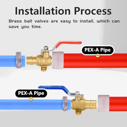 40-Pack Foskan Brass PEX-A Expansion Drop Ear Full Port Ball Valve, 1" Shut-off Valve for Hot and Cold Water Distribution(Blue and Red)