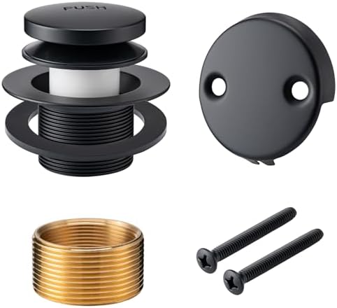 All Metal Tip-Toe Bathtub Drain Stopper Kit with 2-Hole Overflow Faceplate