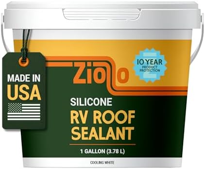 Ziollo RV Roof Sealant - Leak Repair 100% Silicone Liquid Rubber - Premium Waterproof Coating for Campers, Pop Up, Motorhomes, and Travel Trailers - Easy DIY Application - White 1 Gallon