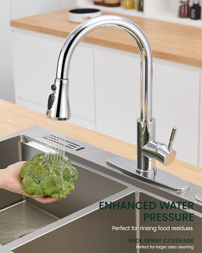 Kitchen Faucet Head Replacement, 3 Modes Kitchen Faucet Sprayer, Chrome