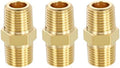 METALLIXITY 3PCS 1/8" Male g x 1/8" Male g Thread Brass Hex Nipple Adapter | Male Straight Extension Adapters, Brass Pipe Fittings for Water Line, Tub Spout/Shower Head