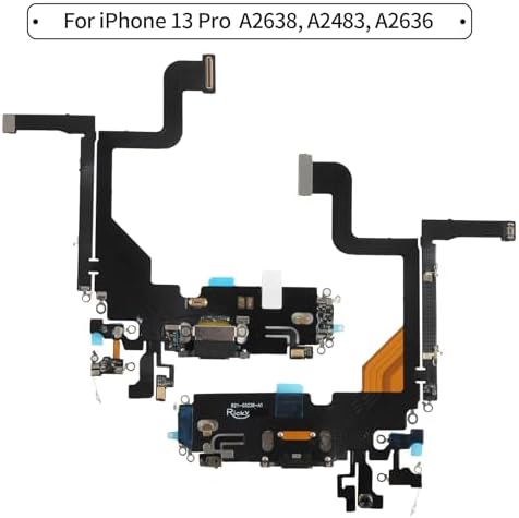 for iPhone 13 Pro Lightning Charging Port Replacement USB Dock Connector Flex Cable Assembly Includes Waterproof Tape & Tool Kit for A2638 A2483 A2636 A2639 A2640 (Graphite Black)