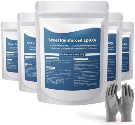 Strong Clay Iron Adhesive, Steel Reinforced Epoxy Putty, AB Two-Part, Waterproof, Heat Resistant, Fast Repair Filler for Metal Wood Ceramic Concrete Tile Plastic PVC Cracks Holes (17.5oz)