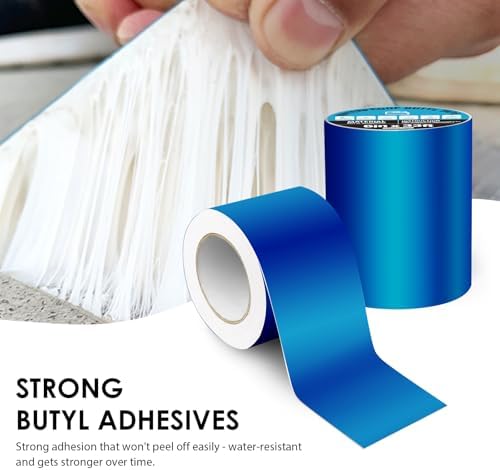 Waterproof Blue Butyl Tape, Pool Cover Repair Tape 6 in x 16ft | Self Adhesive Leak Proof Sealant Tape, Heavy Duty, for RV Roof Repair, Camper Roof Crack, Pool Liner Patch, Pipe Leak