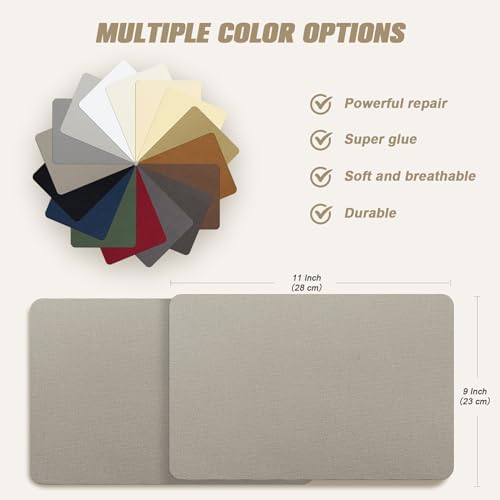 OAZ 2 Pieces 9 x 11 inch Canvas Repair Patches Canvas Fabric Patch Self-Adhesive Fabric Repair Tape Waterproof Outdoor Gear Patch Kit for Boat Cover Awning Sofa Chair Couch Tent Bag (Ivory Gray)