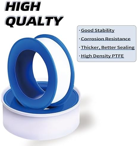 ALLICAVER 2 Rolls Premium Plumbers Tape, 1/2" x 520" Teflon Tape, PTFE Thread Seal Tape, High-Density Thread Sealant, for Shower Head, Water Pipes DIY Plumbing Accessories Come with Plumbers Hemp