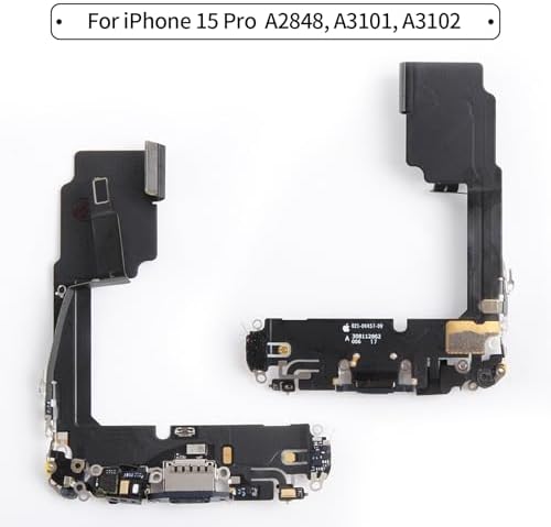 for iPhone 15 Pro Lightning Charging Port Replacement (Blue Titanium) USB Dock Connector Flex Cable Assembly with Waterproof Tape Tool Kit for A2848, A3101, A3102, A3104