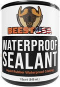 BEEST Liquid Rubber Waterproof Sealant Black, 32 Oz Covers up to 6-10 Sq ft| Roof Sealant Waterproof Coating for Indoor & Outdoor Leak Repair| Easy to Apply Waterproofing Foundation Sealer