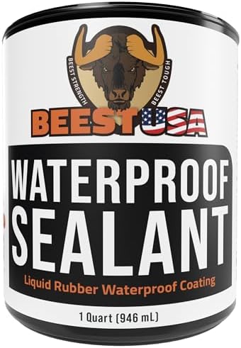 BEEST Liquid Rubber Waterproof Sealant Black, 32 Oz Covers up to 6-10 Sq ft| Roof Sealant Waterproof Coating for Indoor & Outdoor Leak Repair| Easy to Apply Waterproofing Foundation Sealer