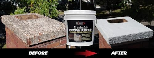 ChimneyRx 300014 Brushable Chimney Crown Repair – Elastomeric & Waterproof Coating for Crowns & Masonry - Fast-Setting & Long-Lasting Protection Crack & Leak Prevention - 2 Gallon