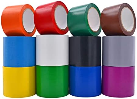 WOD VTC365 Rainbow Pack Vinyl Pinstriping Tape, 4 inch x 36 yds. (Pack of 12) for School Gym Marking Floor, Crafting, & Stripping Arcade1Up, Vehicles and More