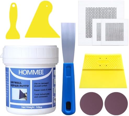 Drywall Repair Kit,Drywall Hole Patch Repair Kit,Wall Spackle Paste 9.8OZ to Fix Wall Surface Holes and Creak Damage with White Wall Repair Putty,Scraper,Sanding Pad Fill Quick and Easy Solution