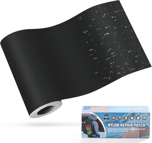 OAZ 3.9" x 63" Self Adhesive Nylon Fabric Tape for Clothes, Black