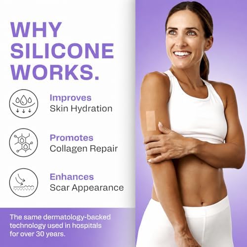AWD Medical Silicone Scar Tape, Medical Grade, 1.6in x 120in Pre-Cut | Reusable Silicone Scar Sheets, Pre-Cut for C-Section, Surgery, Keloid & Acne; Latex-Free, Water-Resistant, FSA Eligible