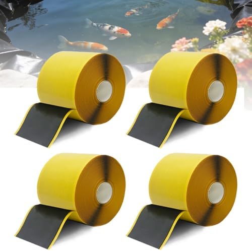 4 Pack Pond Liner Seam Tape Bulk, Butyl Adhesive Tape | for EPDM Liners, Total 3" x 131' Heavy Duty Double Sided ,Waterproof Pond Liner Patch Repair Kit for Fish Ponds