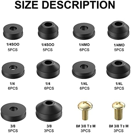 58-Pack Faucet Washer Assortment Kit Rubber Faucet Washers Flat and Beveled Faucet Washers Repair Kit with Brass Bibb Screws for Repairing Faucet Leak