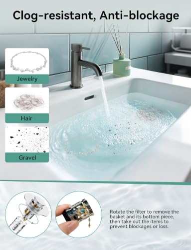 2 Pack Bathroom Sink Stopper with Mesh Basket, Pop-Up Drain Plug Fits 1.1–1.5 Inch US Standard Sinks