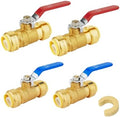 4-Pack Foskan 3/4" Push Fit Full Port Ball Valve with Disconnect clip, Brass Push-to-Connect Shut-off Valve for Hot and Cold Water Application(Blue and Red)