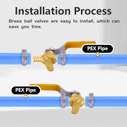 20-Pack Foskan PEX Crimp Drop Ear Full Port Ball Valve With Yellow Handle, 1/2" Brass Shut-off Valve for Hot and Cold Water Distribution