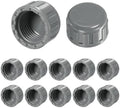 M METERXITY 12-Pack PVC Pipe End Cap Plug Adapter 1/2 In, Female Thread | Gray, Water End Cap Connector, Inner Teeth Pipe Plugs, for Outside Lawn, Yard/Watering Irrigation Systems