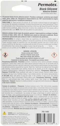 Permatex 81158 Black Silicone Adhesive Sealant, 3 oz. Tube, Pack of 1