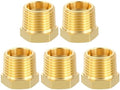 METALLIXITY 5PCS 3/8" MNPT x 1/8" FNPT Thread Brass Hex Bushing Extension | Brass Pipe Fittings, Tube Adapters Convert for Water Line, Tub Spout/Shower Head
