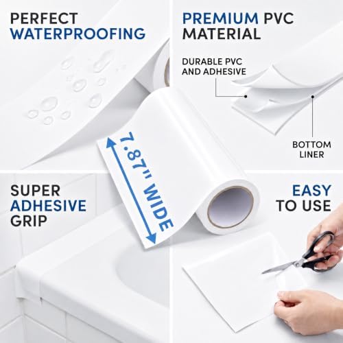 Wall Patch Repair Roll, 7.87" x 32.8' Waterproof Self-Adhesive Tape for Holes, Blemishes, Pool Liners, Vinyl Skirting, Durable White Patching Solution
