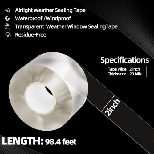 98.4FT Clear Caulk Tape Self Adhesive Wall Waterproof,Door Window Seal Tape