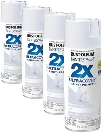Rust-Oleum 342060 Painter's Touch 2X Ultra Cover Spray Paint, 12 oz, Gloss Solstice Blue (Pack of 4)