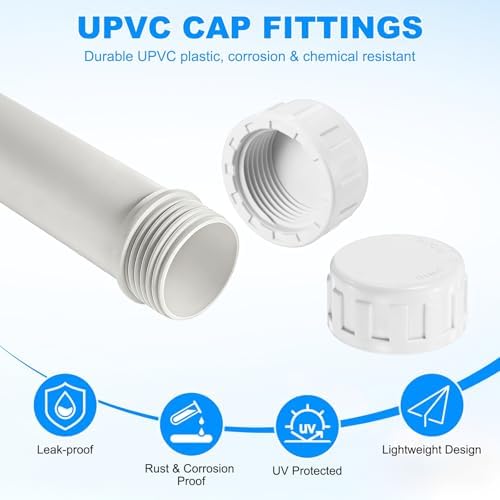 M METERXITY 4-Pack PVC Pipe End Cap Plug Adapter 1 in, Female Thread | White, Water End Cap Connector, Inner Teeth Pipe Plugs, for Outside Lawn, Yard/Watering Irrigation Systems