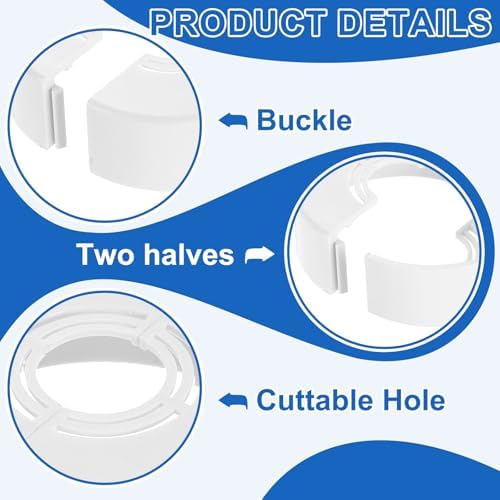 uxcell 2Pcs Wall Split Pipe Flanges, 0.98" Thick Plastic Cuttable Escutcheon Plate Plumbing Cover Fit 0.8"/1"/1.3" OD for Water Pipe Faucet Decoration, White