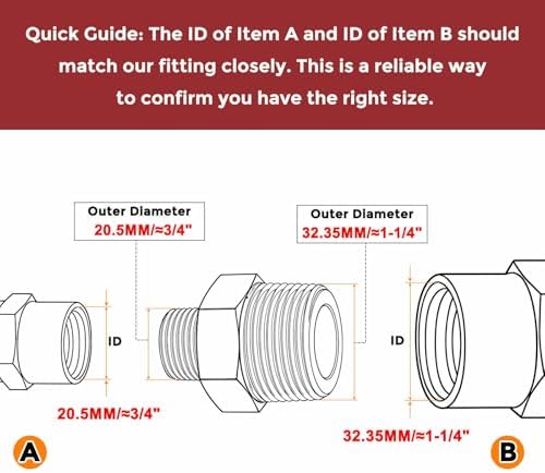 Pack of 2, 1" Male NPT To 1/2" Male NPT SUS304 Hex Nipple | Solid Male Pipe Adapter Hose Connectors for Pipe Repair, Bathroom Remodel, Tool Extensions, Compression, Irrigation