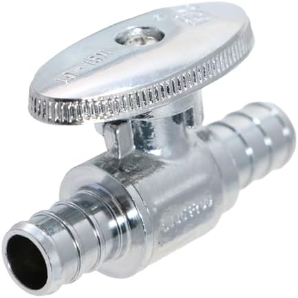 1 Pack XFITTING 1/2" Pex Mini Straight Ball Valve, Barb Crimp, Full Port