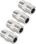 Pack of 4, 1/2" Male NPT to 1/2" Male NPT SUS304 Hex Nipple | Solid Male Pipe Adapter Hose Connectors for Pipe Repair, Bathroom Remodel, Tool Extensions, Compression, Irrigation