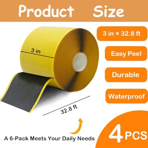 4 Pack Pond Liner Seam Tape Bulk, Butyl Adhesive Tape | for EPDM Liners, Total 3" x 131' Heavy Duty Double Sided ,Waterproof Pond Liner Patch Repair Kit for Fish Ponds