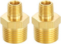 METALLIXITY 2PCS 3/8" MNPT x 1/8" MNPT Thread Brass Hex Nipple Adapter | Male Straight Extension Adapters, Brass Pipe Fittings for Water Line, Tub Spout/Shower Head