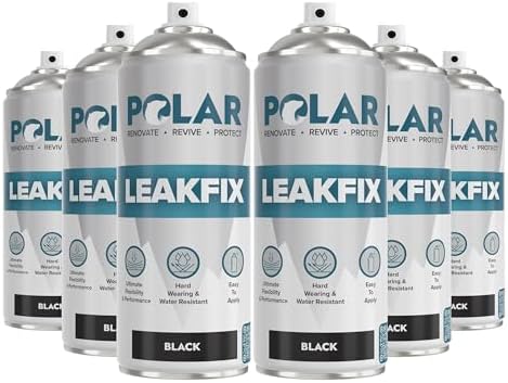 Polar Black Leak Fix Spray - 6 x 13.5fl. oz - Waterproof Roof Sealant - Instantly Seals Leaks and Cracks, for Lasting Protection on Roofs, Drainpipes & Gutter Repairs- for Interior and Exterior Use