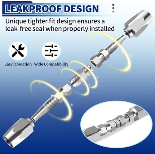 3 Pack Hydraulic Hose Repair Kit, 1/4, 3/8, 1/2 Reusable Hydraulic Fitting