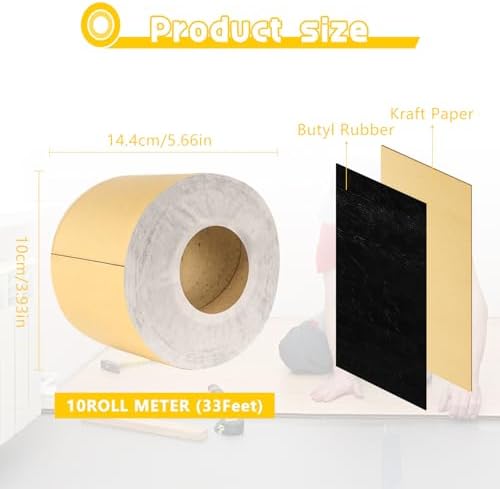ATROPOS Pond Liner Seam Tape, 4" x 32' Self Adhesive Double Sided Butyl Adhesive Tape for EPDM Pond Liner, Waterproof Patch Repair Tape